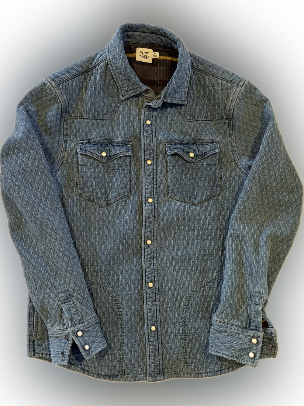 Flint and Tinder Men's Light Blue Quilted Western Shirt Jacket